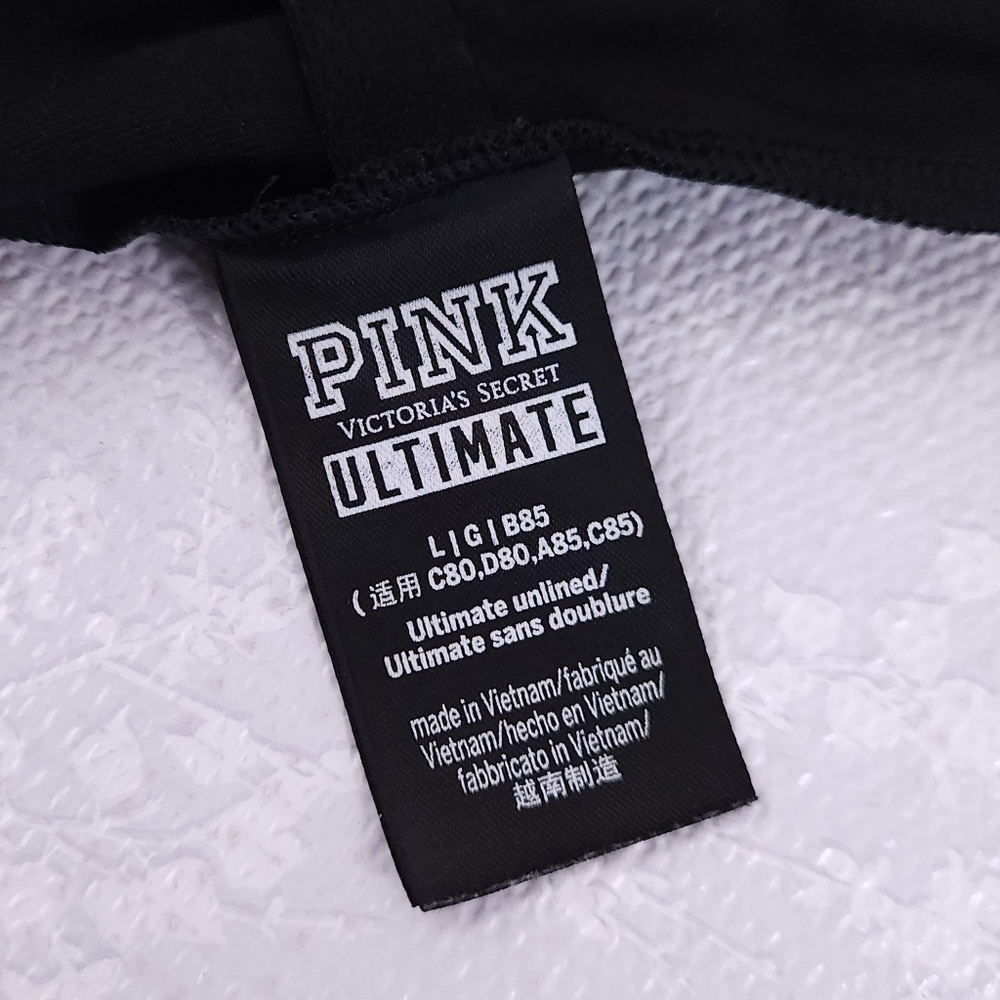 Victoria's Secret Ultimate Logo Strap Crop Bra Top LARGE Black - Picture 6 of 8